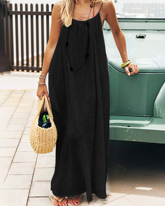 Women's Solid Color Backless Cami Dress