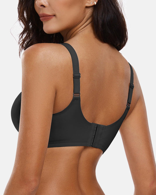 Scalloped V-Neck Wireless-Seamless Support Push-Up Bras
