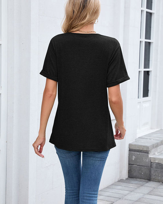The Everyday Longline V-Neck Tee with Rolled Sleeves