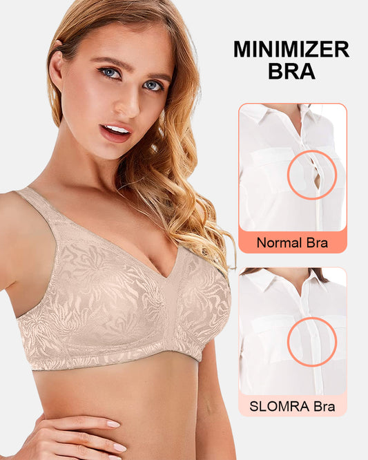 Women's Full Coverage Non Padded Wireless Bra Plus Size Minimizer Bras