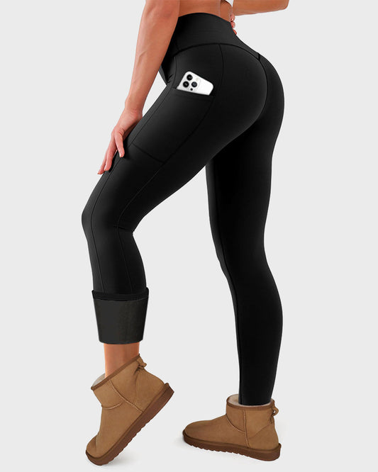 Winter Essentials High-Waisted Fleece Leggings with Pockets
