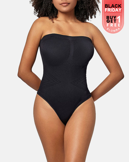 Seamless Bandeau Shaping Bodysuit with Removable Straps