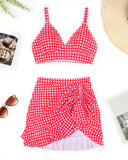 Retro High Waisted Tummy Control Swim Skirt Bikini Sets