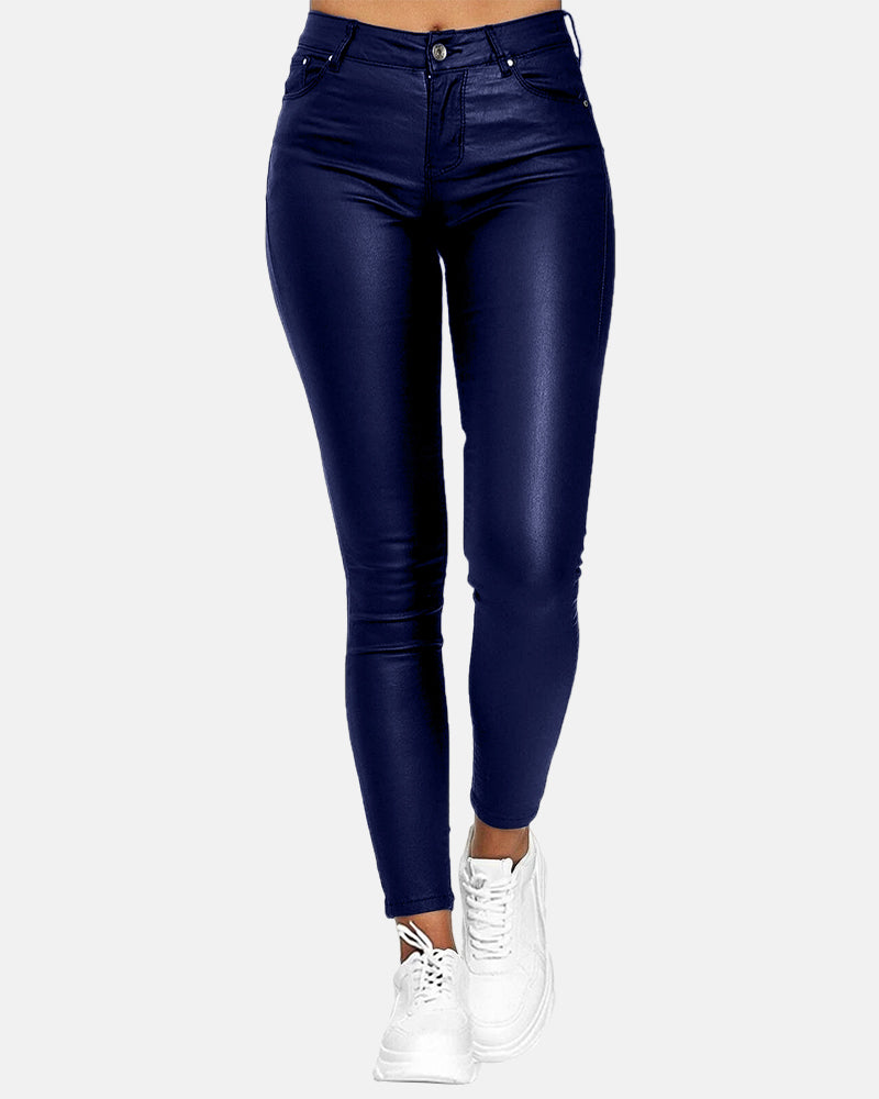 High-Waisted PU Leather Skinny Pants