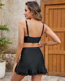 Retro High Waisted Tummy Control Swim Skirt Bikini Sets
