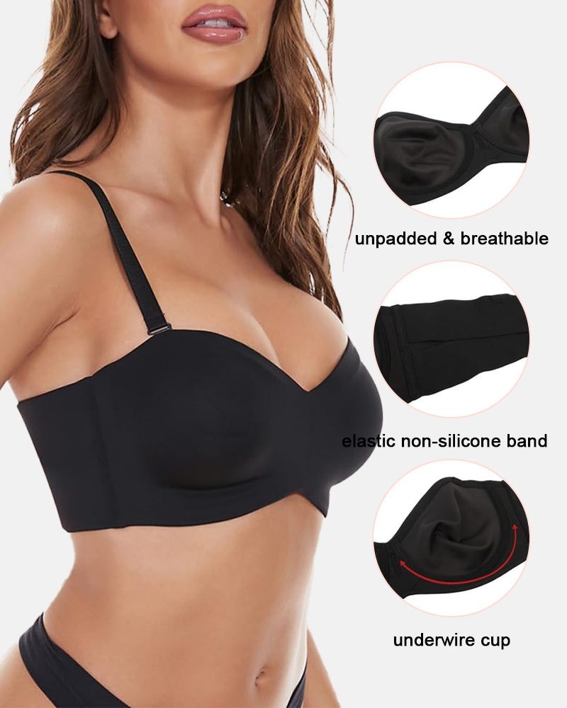 Full Support Non-Slip Convertible Bandeau Bra
