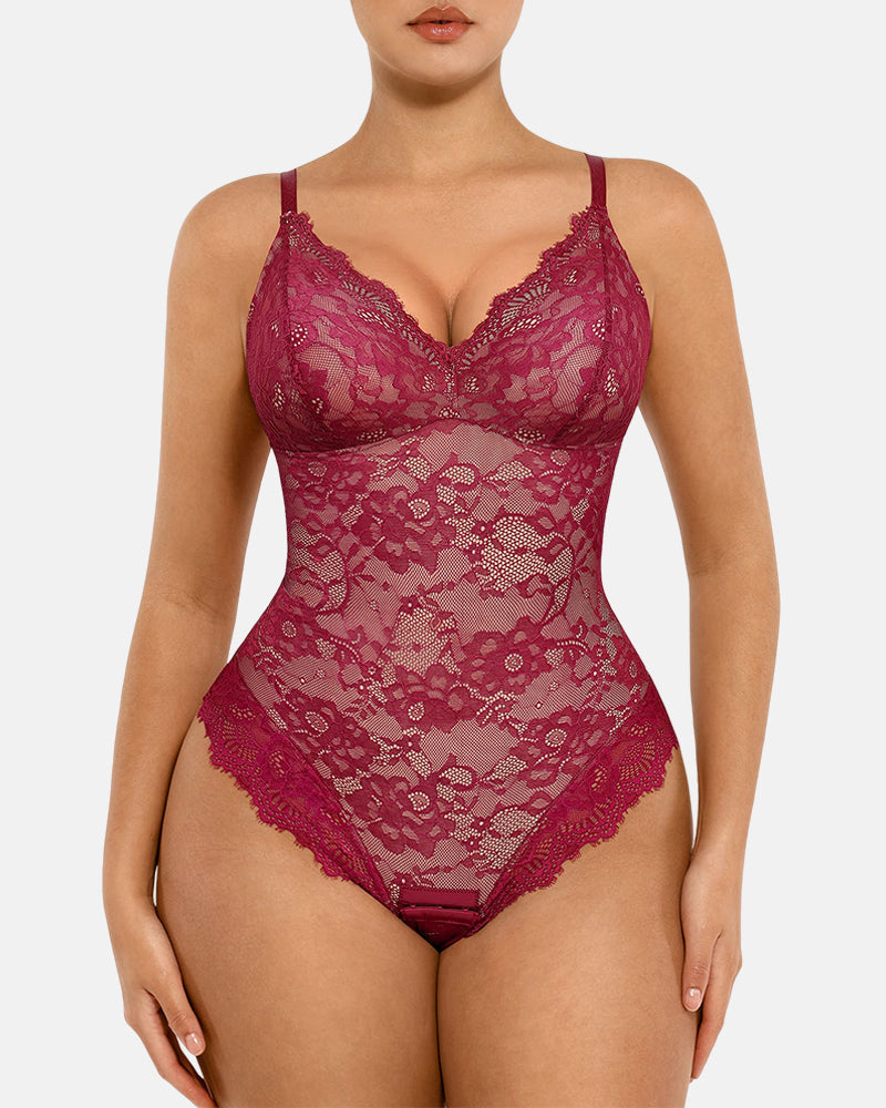 Lace Shapewear Thong Tummy Control Bodysuit