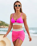 Conjuntos de bikini de malla con retazos de cintura alta y control de abdomen