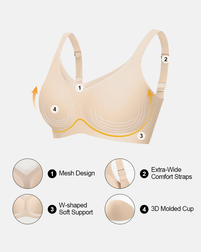 V Mesh Seamless Push-Up Wireless Bra
