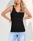 Camisetas sin mangas entalladas de punto acanalado con cuello en V