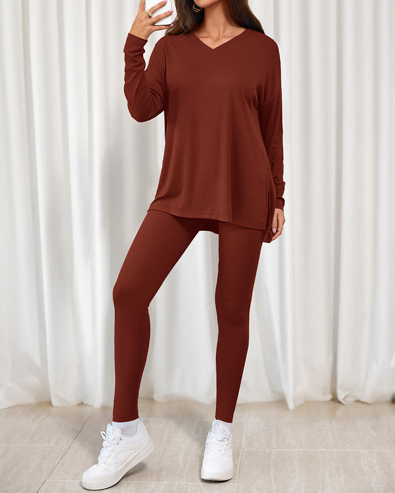2026 Conjunto Informal de Descanso Camisas Extragrandes Leggings a Juego