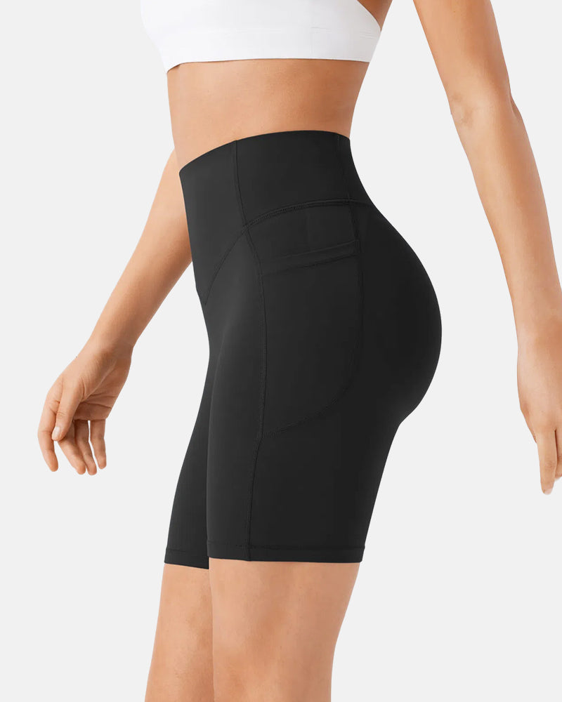 High Waisted Scrunch Butt Lifting Tummy Control Pocket Biker Shorts