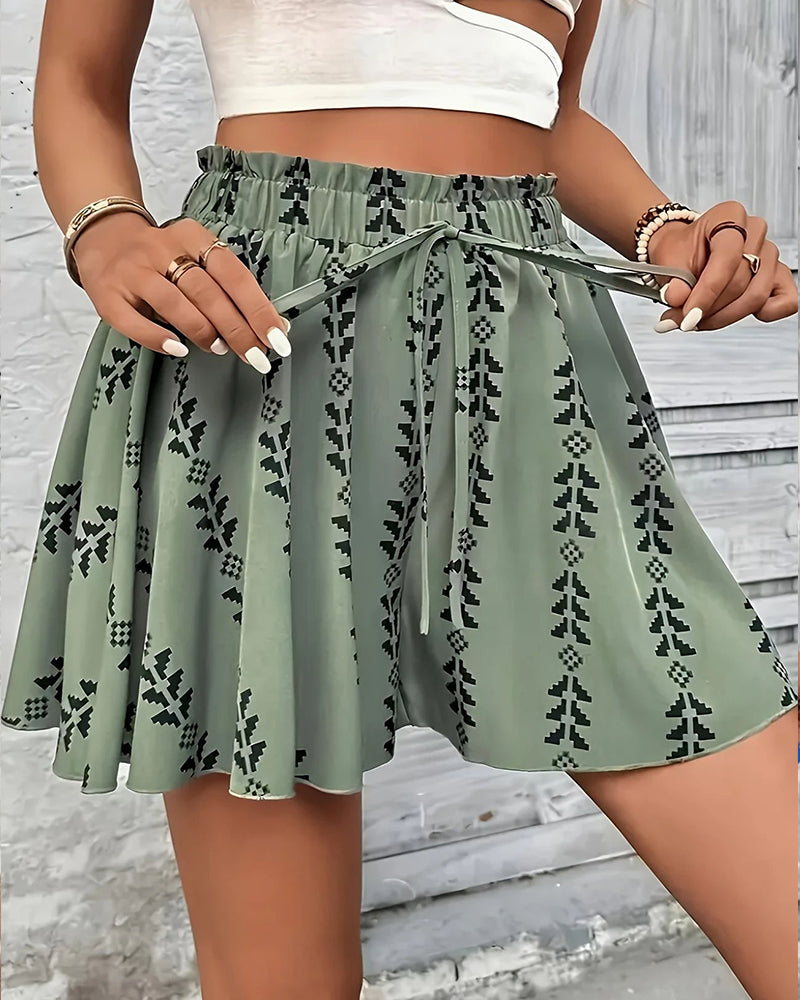 Pantalones cortos de mujer de cintura alta con estampado bohemio