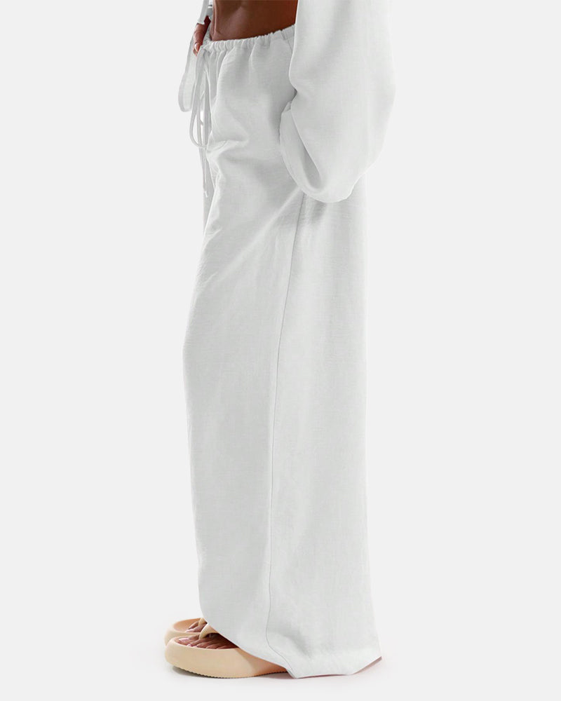 Women's Solid Pocket Pants Wide Leg