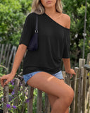 Solid Color Minimalist Loose Fit Short Sleeve T-shirt