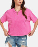 Oversized Vintage Acid Wash Cotton Cropped T Shirts