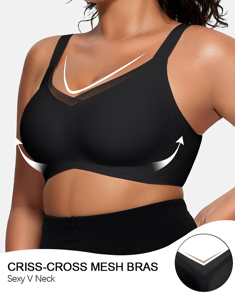 V Mesh Seamless Push-Up Wireless Bra