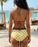 Conjunto de bikini retro de 2 piezas con bloques de color para mujer