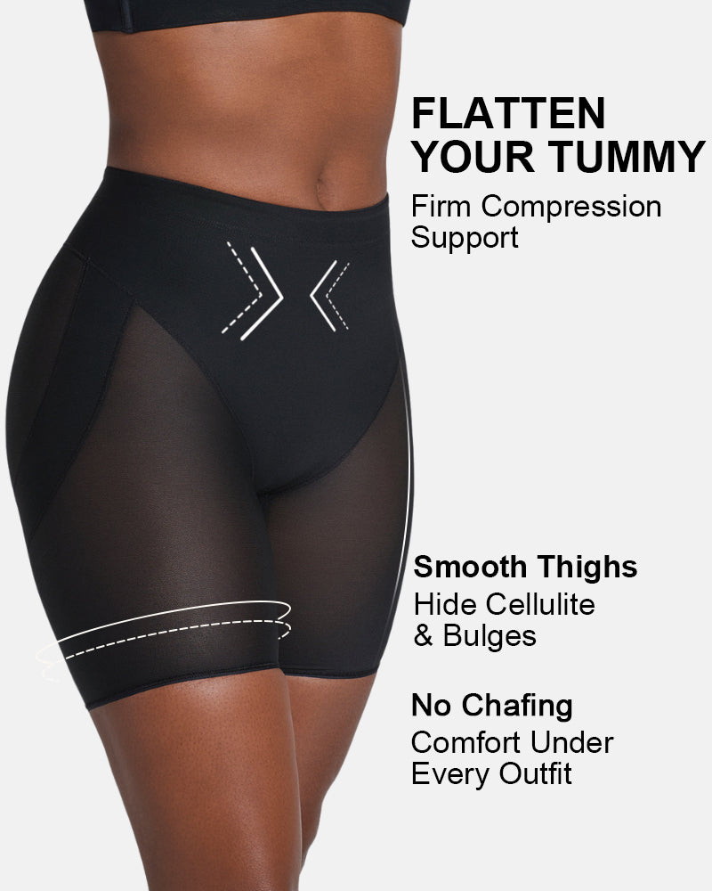 PowerUp Firm Compression Butt Lifter Shaper Shorts with Ruched Seam & Lift Bands