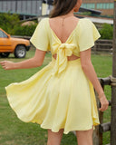 Summer Sweetheart Neckline Knot Front Flowy Chiffon Dress