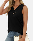 Camiseta sin mangas con botones y cuello en V