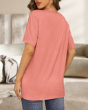 Camisetas de mujer con cuello en V, manga corta, casuales y holgadas