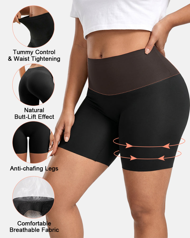 Pantalones cortos de faja sin costuras de cintura alta que controlan el abdomen