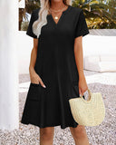 Vestido midi con cuello en V, suave como la mantequilla, favorecedor y con bolsillos