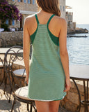 Vestido sin mangas con cuello de pico, rayas, shorts incorporados y bolsillos