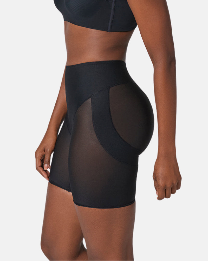 PowerUp Firm Compression Butt Lifter Shaper Shorts with Ruched Seam & Lift Bands