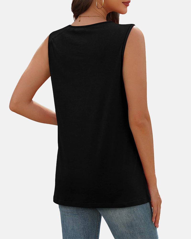 Camiseta sin mangas con botones y cuello en V