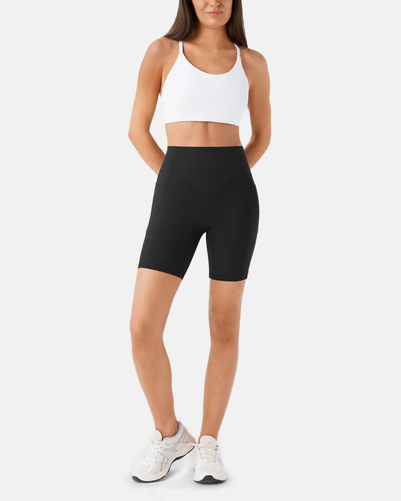 High Waisted Scrunch Butt Lifting Tummy Control Pocket Biker Shorts