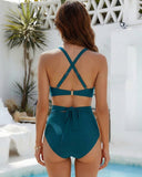 Conjunto de bikini de talle alto, control de abdomen, traje de baño de dos piezas con malla