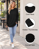 Women Long Sleeve Thumb Hole Crew Neck Tunic Top