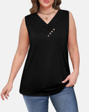 Camiseta sin mangas con botones y cuello en V
