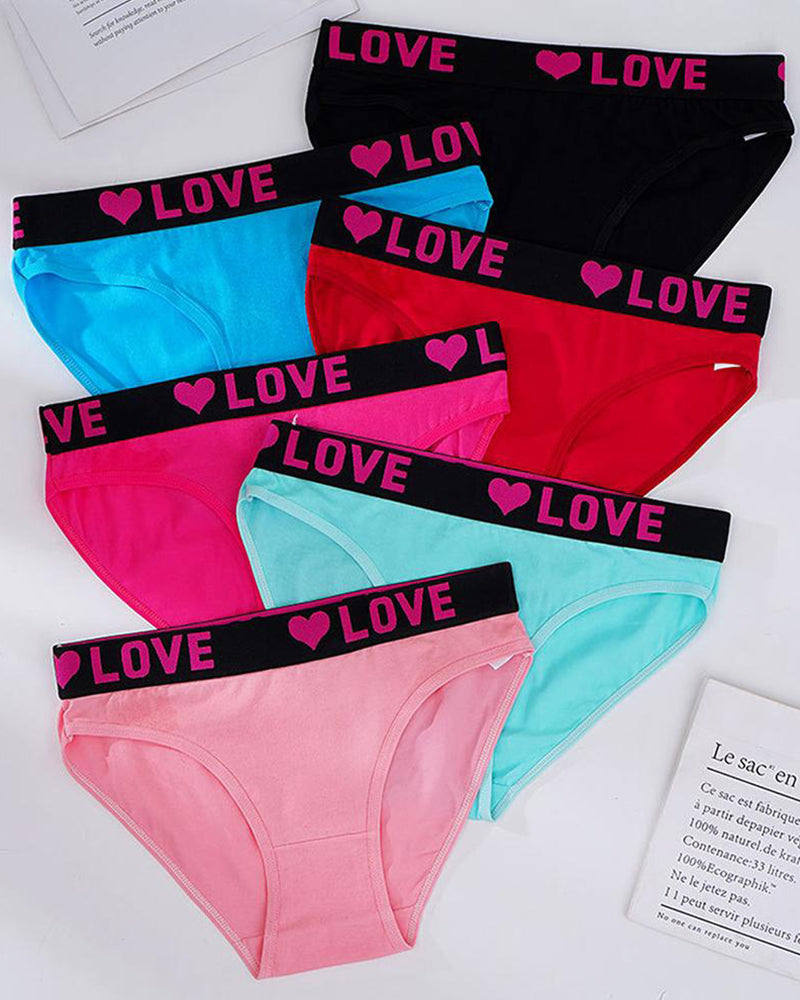 Women's Plain Letter Tape  Panties Set for Everyday Wear 6-Pack