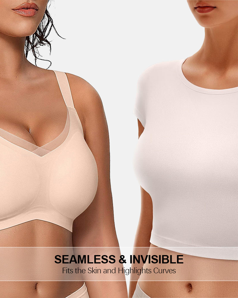 V Mesh Seamless Push-Up Wireless Bra