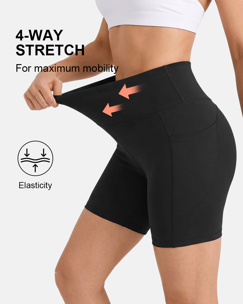 High Waisted Scrunch Butt Lifting Tummy Control Pocket Biker Shorts