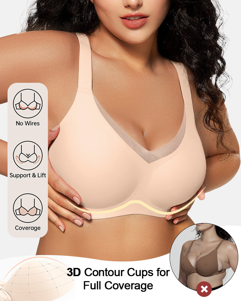 V Mesh Seamless Push-Up Wireless Bra
