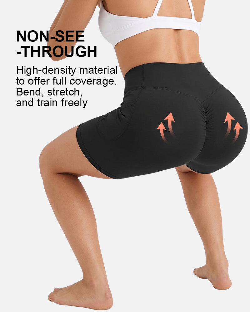 High Waisted Scrunch Butt Lifting Tummy Control Pocket Biker Shorts
