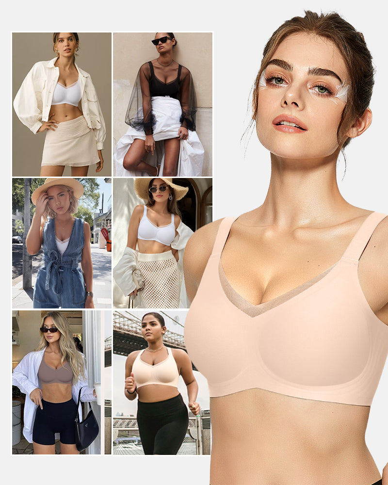 V Mesh Seamless Push-Up Wireless Bra