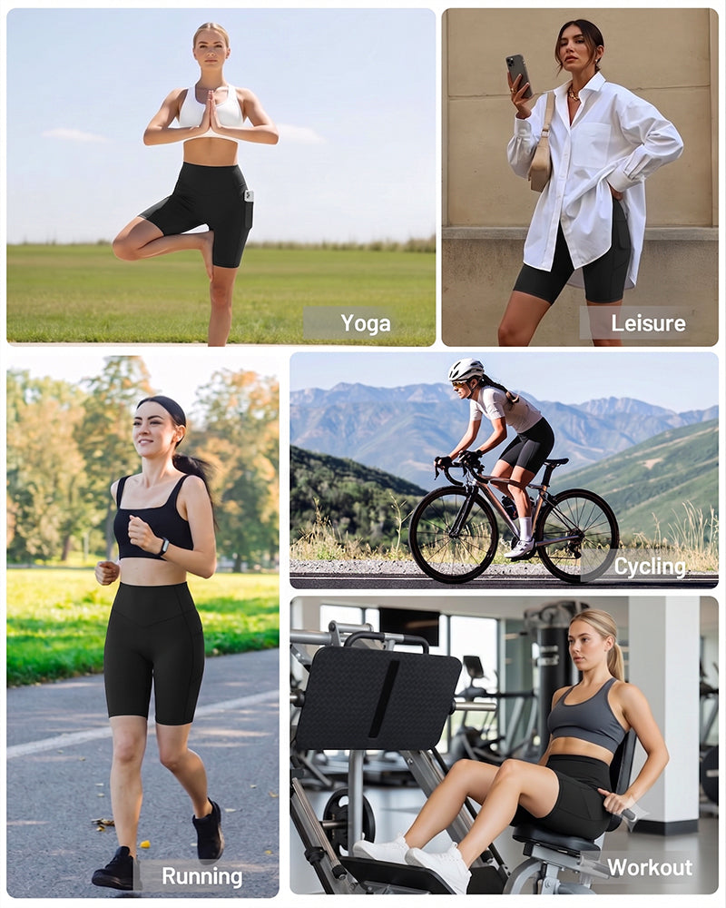 High Waisted Scrunch Butt Lifting Tummy Control Pocket Biker Shorts