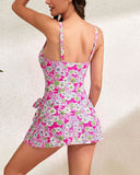 Vestido de baño control de abdomen con nudo modesto