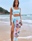 New Fly Ruffle Print Bikini Set with Cover up Skirt