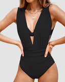 Traje de baño de una pieza con aros y control de abdomen para mujer