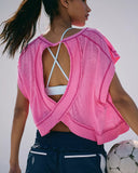 Women’s Open Back Short Sleeve Workout Tops