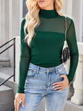 Sparkle Mesh Sheer Long Sleeve Ruched Top