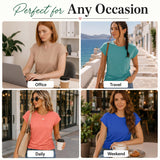 Ruched Cap Short Sleeve  Crew Neck T-shirts