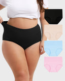 Women's Plus Size Cotton High Waisted Briefs 4-Pack