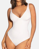 Deep V Neck Tummy Control Thong Bodysuit